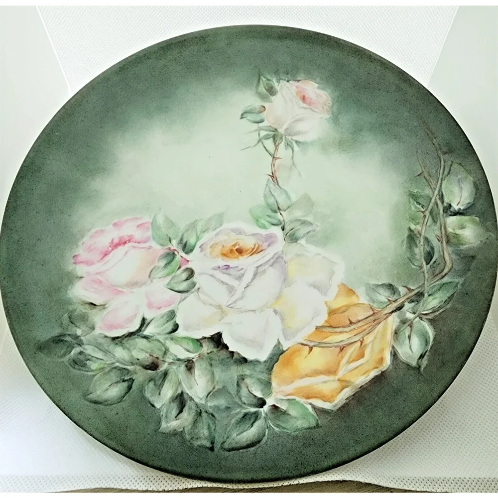 French Hand Painted Porcelain Plate Roses Floral Signed J.P. Limoges Style 9